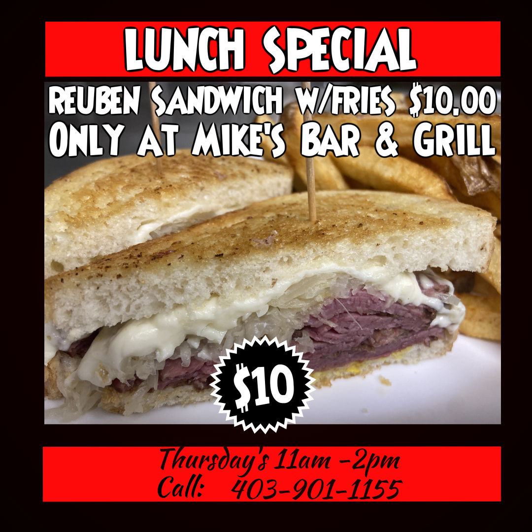 Reuben lunch special Mike's Bar & Grill Wednesday Special